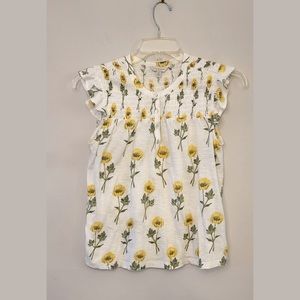 Lucky brand NWOT size small adorable smocked yellow whale and green cotton top